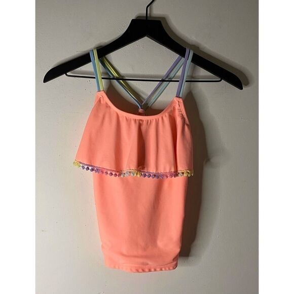 Justice Girl’s Strappy Back Tankini Top Size 12 - Picture 1 of 8